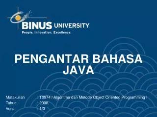 PENGANTAR BAHASA JAVA