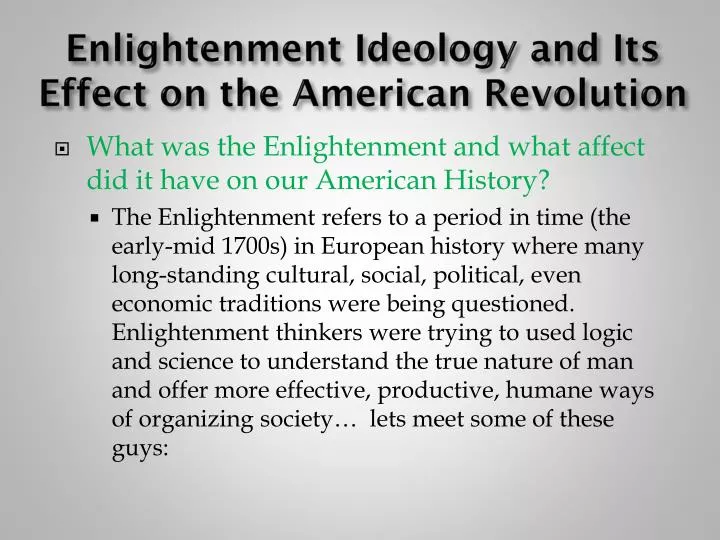enlightenment ideology and its effect on the american revolution