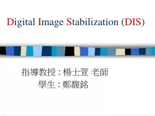 D igital I mage S tabilization ( DIS )