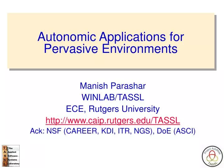 autonomic applications for pervasive environments