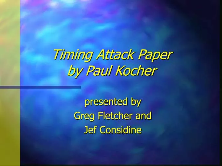 timing attack paper by paul kocher