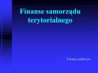 finanse samorz du terytorialnego