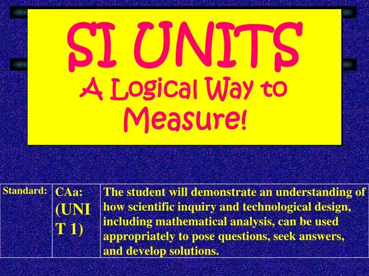 si units a logical way to measure