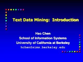 Text Data Mining: Introduction