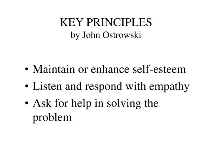 key principles by john ostrowski