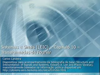 sistemas e sinais leic cap tulo 10 transformadas de fourier
