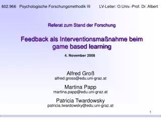 referat zum stand der forschung feedback als interventionsma nahme beim game based learning