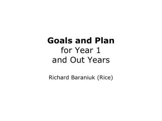 Goals and Plan for Year 1 and Out Years Richard Baraniuk (Rice)