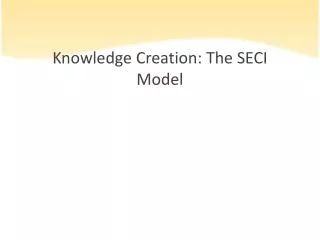 Knowledge Creation: The SECI Model