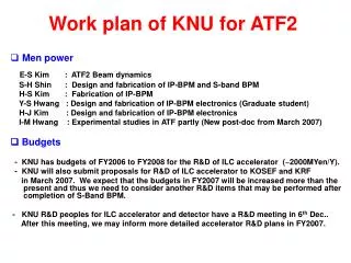 Work plan of KNU for ATF2