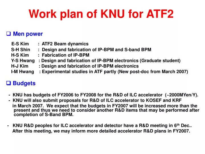 work plan of knu for atf2