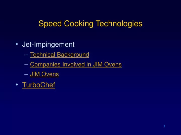speed cooking technologies