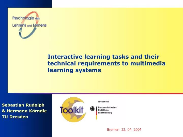 interactive learning tasks and their technical requirements to multimedia learning systems