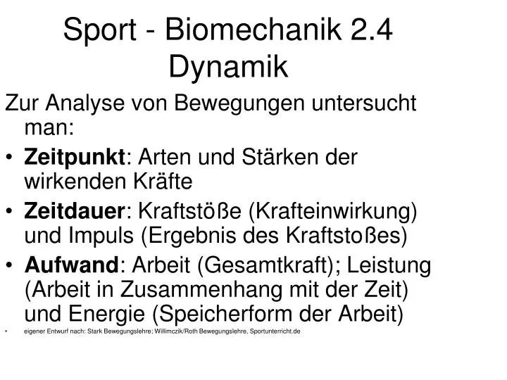 sport biomechanik 2 4 dynamik