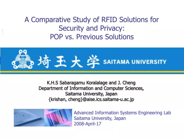 a comparative study of rfid solutions for security and privacy pop vs previous solutions