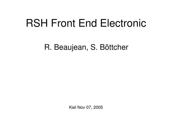 rsh front end electronic