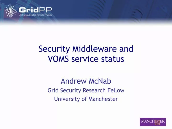 security middleware and voms service status
