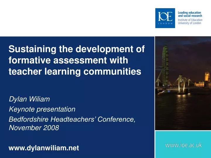 sustaining the development of formative assessment with teacher learning communities