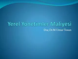 yerel y netimler maliyesi