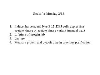 Goals for Monday 2/18