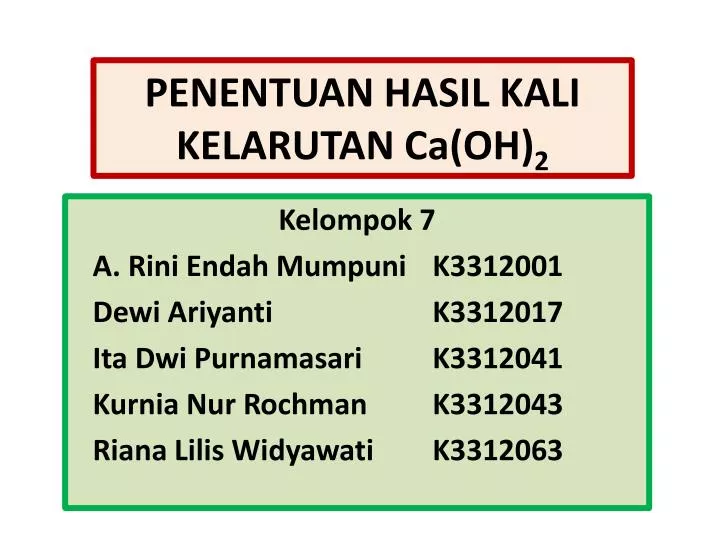 penentuan hasil kali kelarutan ca oh 2