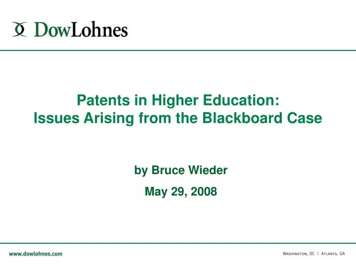 patents in higher education issues arising from the blackboard case