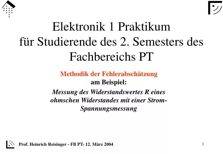 elektronik 1 praktikum f r studierende des 2 semesters des fachbereichs pt