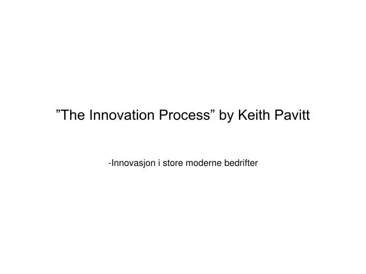 the innovation process by keith pavitt