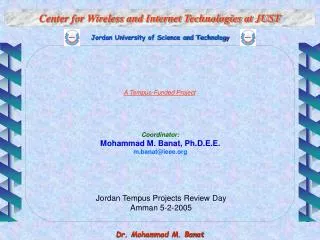 Center for Wireless and Internet Technologies at JUST