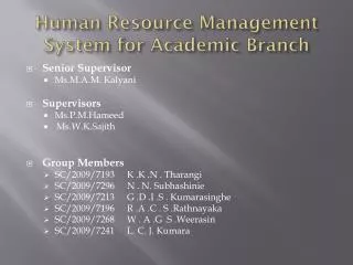 human resource management system for academic branch