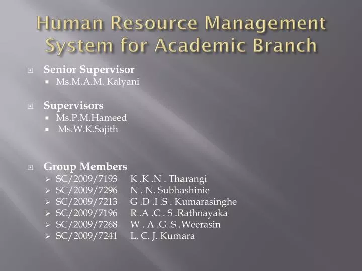 human resource management system for academic branch