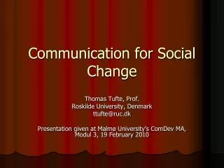 Communication for Social Change