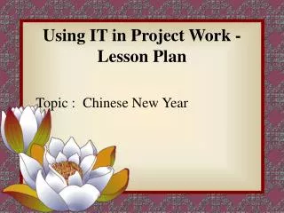 Using IT in Project Work - Lesson Plan