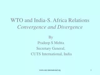 WTO and India-S. Africa Relations Convergence and Divergence