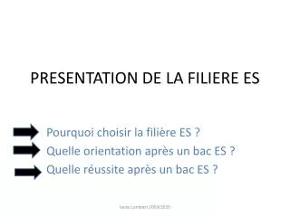 presentation de la filiere es