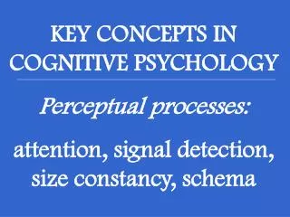 KEY CONCEPTS IN COGNITIVE PSYCHOLOGY Perceptual processes: