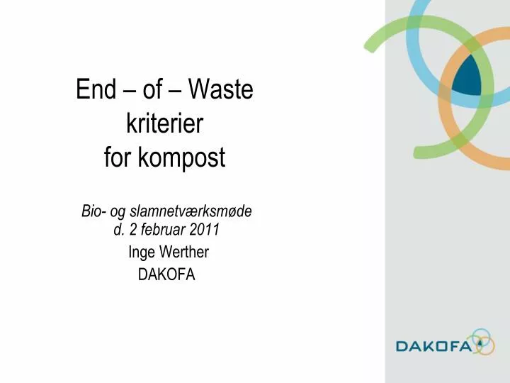 end of waste kriterier for kompost