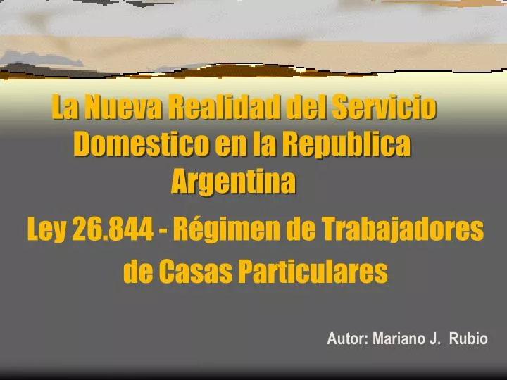 la nueva realidad del servicio domestico en la republica argentina