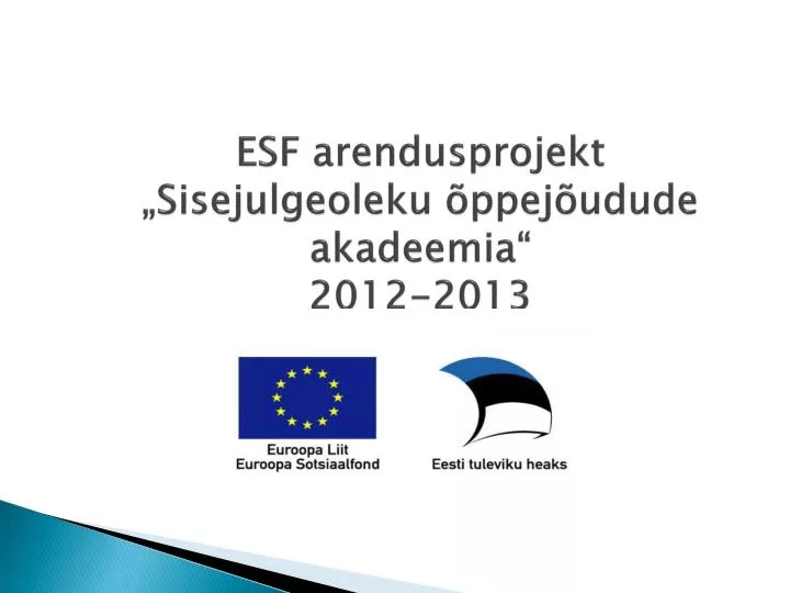 esf arendusprojekt sisejulgeoleku ppej udude akadeemia 2012 2013