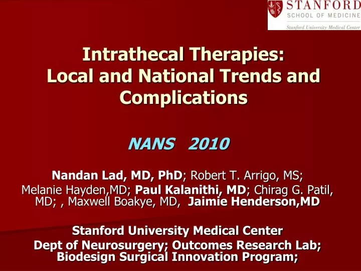 intrathecal therapies local and national trends and complications