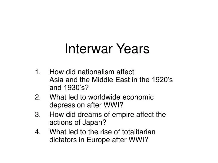 Interwar Years N 