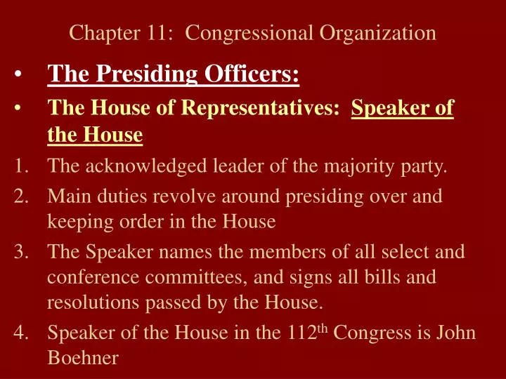 chapter 11 congressional organization