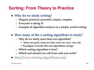 Sorting: From Theory to Practice