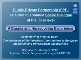 Public-Private Partnership (PPP) as a tool to enhance Social Dialogue at the local level