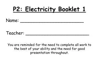 P2: Electricity Booklet 1