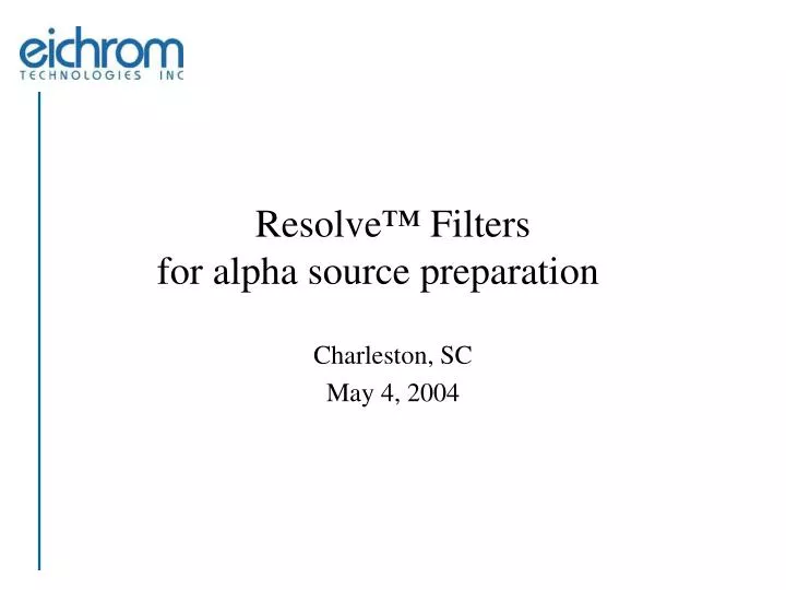 resolve filters for alpha source preparation