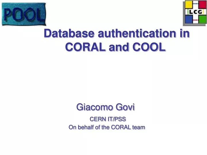 database authentication in coral and cool