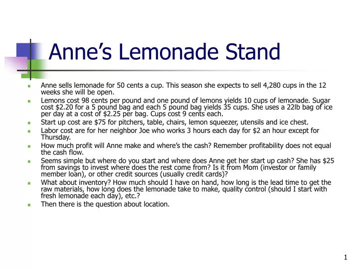 anne s lemonade stand