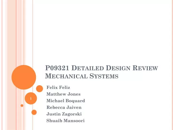 p09321 detailed design review mechanical systems