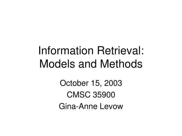 information retrieval models and methods